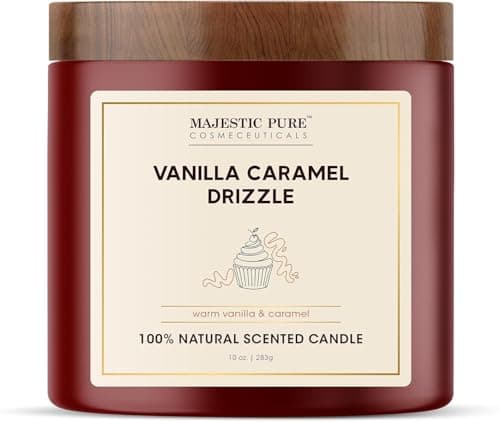 Majestic Pure Vanilla Caramel Scented Candle with Upto 45+ Hrs, 283 g