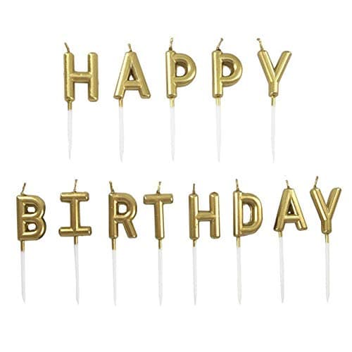 Happy Birthday Candles Set,Metallic Cake Candles with Letter Happy Birthday for Birthday Party Cupcakes Topper Decorations,Gold