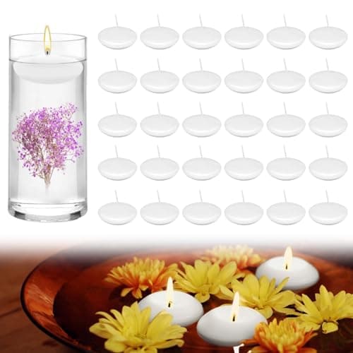 40 pcs White Water Floating Candles for Water 1.5 Inch Small Candles(White)