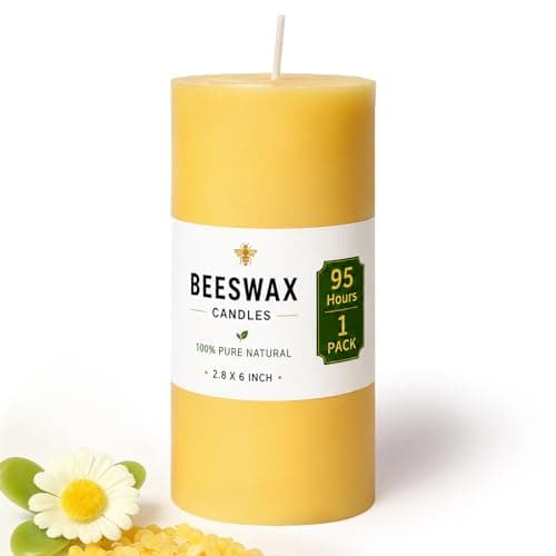 White Beeswax Pillar Candle, Large