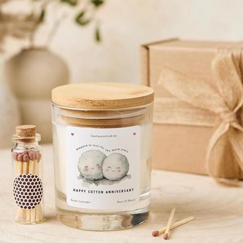 Cotton Anniversary Candle Gift Set, 2nd Wedding Anniversary