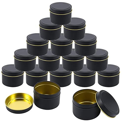 HAKZEON 24 PCS 4 oz Black Candle Tins with Lids, Empty Candle Jars, Metal Tins Candle Containers for Making Candles, Arts & Crafts Projects