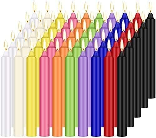 LIVEN 100 pcs Spells Chime Candles Unscented Assorted Colors Mini Taper Candles | 4" Tall x 1/2" Diameter | Chime Ritual Spell Taper Candle