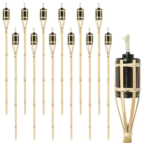 Harbour Housewares Bamboo Garden Fire Torches - 113cm - Natural - 12 Pack