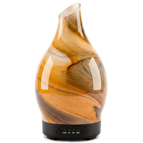 Aromatherapy Electric Essential Oil Diffuser - 150ml Glass Fragrance Oil Diffuser for Home Electric Ultrasonic Scented Diffuser with Auto Off/4 Timer/7 LED Night Lights for Office Yoga, Home Decor