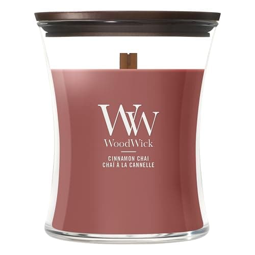 WoodWick Medium Hourglass Scented Candle | Cinnamon Chai | with Crackling Wick | Burn Time: Up to 60 Hours