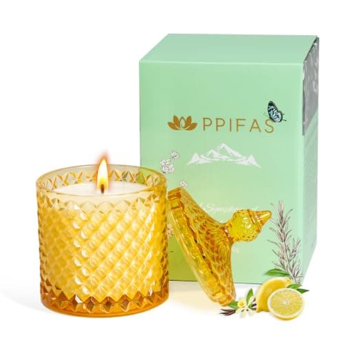 Lemon Vanilla Scented Candles, Citrus Large Jar Candle for Home Scented, Gifts for Women Men, Aromatherapy Candle, Natural Soy Wax Scented Candle for Relaxing & Calming,Home Fragrance Decor