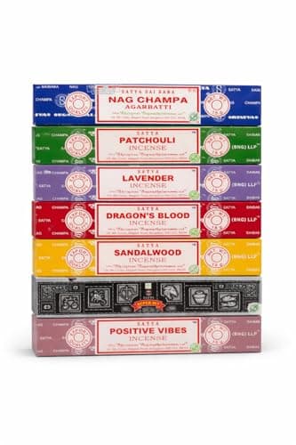 Satya Incense Gift Collection – Handcrafted Assorted Incense Sticks for Meditation, Relaxation & Yoga – 15 g Each (Pack of 7, Floral)