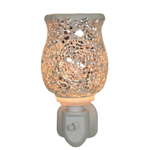 Cello Shining Silver Plug-In Wax Melt & Oil Burner - Electric Diffuser for Wax Melts & Essential Oils, Home Aroma Present, Office Gift, Bedroom Night Light, Hallway & Living Room Fragrance