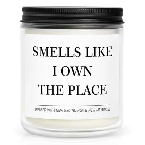 Funny House Warming Gifts New Home, Smells Like I Own The Place Candle, New Home Gifts for Women & Men, Couple, New Homeowner, First Apartment Essentials Closing Gift for Home Buyers