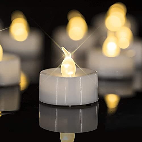 YiYFiT Romantical Fake Tealight Candles,12 Pack Warm Yellow Battery Flickering LED Tea Lights Realistic Flameless Tealights for Easter,Halloween,Christmas,Wedding,Party,Centerpiece,SPA Decoration