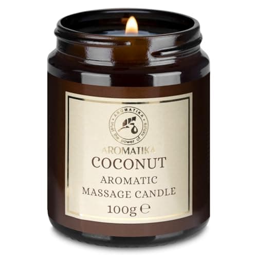 Scented Massage Candle Coconut 100g - Soy Wax Candle - Relaxing Massage Candle - Blend of Coconut & Almond & Monoi de Tahiti Oil - Skin Care - Calming - Beauty - Aromatherapy