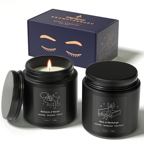TRINIDa Sleep Scented Candle Gift Set – Aromatherapy Candles for Men, Luxury Black Candles, Birthday Gifts for Men to Relieve Stress & Promote Sleep