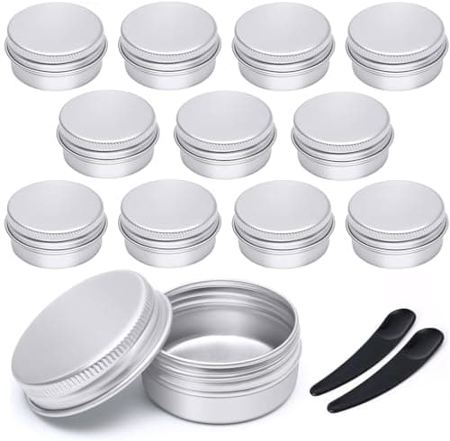 12Pcs Aluminum Tin Jars 10ml, GAUATO Travel Pots for Toiletries Sample Pots Empty Small Pot with Lids, Lip Balm Containers Round Mini Makeup Containers Travel Tubs for Lotion, Cream, Mini Candles