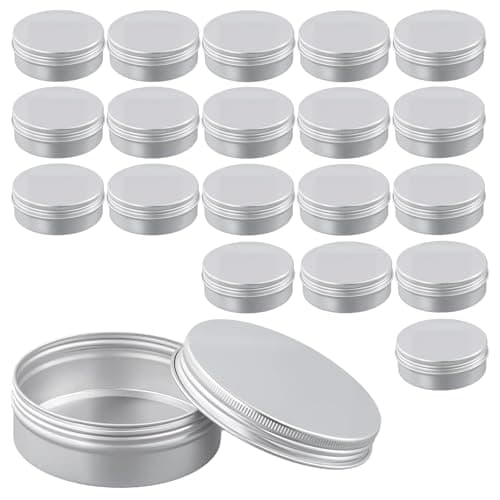 TAICHEUT 20 PCS 100ml Aluminum Tin Cans with Screw Lids, 3.3oz Empty Round Metal Containers for DIY Crafts, Candle Making, Lip Balm,Travel Storage