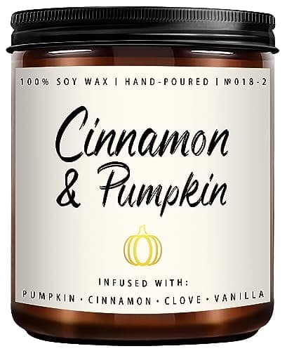 Auelife Autumn Candle, 7oz Cinnamon & Pumpkin Scented Candle