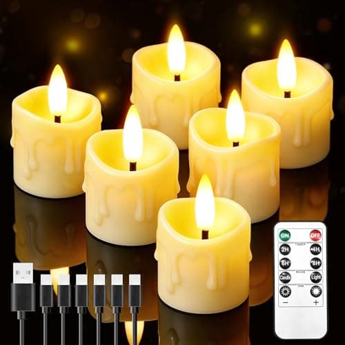 NABORYX 6 Pack Small Rechargeable Flameless Candles with Remote Timer