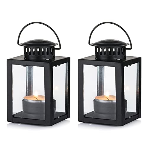 Vintage Style Hanging Lanterns, 2 Pcs Black