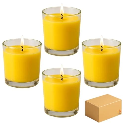 ANGIX 4 x Citronella Candles in Glass Jars 25H Burn Long-Lasting Outdoor Insect Repellent Candles for Garden, Patio, BBQ & Camping, Mosquito & Fly Deterrent
