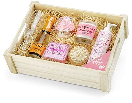 Luxury Pamper Basket - Classic Bath Gift Set with Prosecco, Bath Mallow, Body Lotion, Candle & Massager - Spa Gifts for Women, Pamper Hampers for Mum, from Regency Hampers