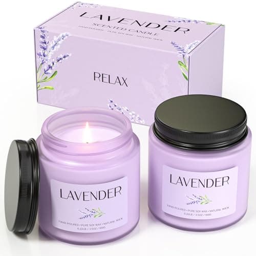 Waxcanpy Lavender Candle, Scented Candles Gifts for Women, Soy Candle Gift Set, 2 Pack Aromatherapy Candle Gift Set for Relaxing, Stress Relief & Home Decor