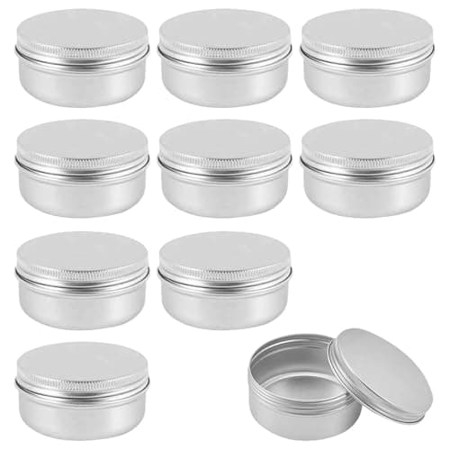 10 PCS 50ml Aluminum Tin Jars Balm Containers Travel Jars with Screw Cap Lid for DIY Crafts Cosmetics Salve Cream Candle Lip Balm