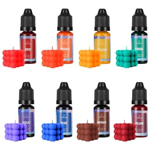 Alaoo Candle Dye, 8 Colours Liquid Candle Dye for Soy Wax, Palm Wax, Beeswax, Gel Wax, Jelly Wax, Paraffin, Grout Wax, Soap, Highly Concentrated Natural Candle Dye, 10ML