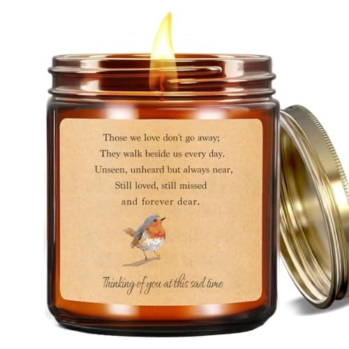 Sympathy Gift - 3.5 oz Lavender Scented Soy Wax Candles, Bereavement Memorial Remembrance Gift with Robin Design