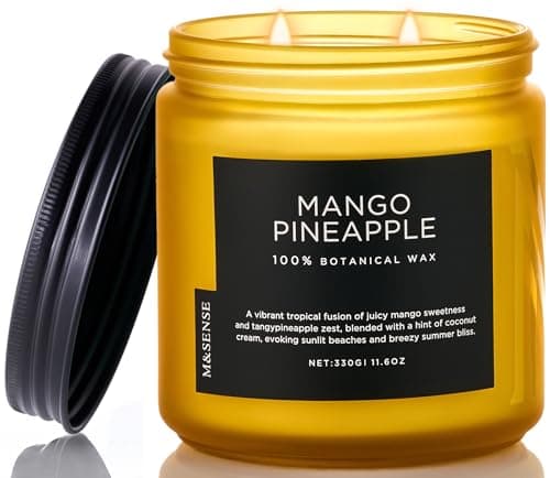 M&SENSE Mango Pineapple Medium Soy Wax Scented Candles Gifts for Women Men 330g 70H Organic Candle for Home Decor Patio Friend 2 Wick Non Toxic Aromatherapy Candles for Summer Vibes Relaxing