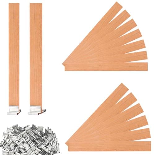 60pc Wood Wick Assortment Kit,candle sand and wicks,Smokeless Burning, Metal-Clipped, Self-Standing, Perfect for Homemade Candles, Ideal for DIY Crafts