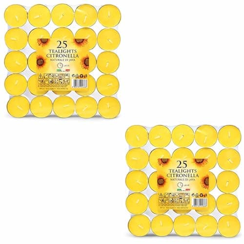 1ABOVE Citronella Tealight Candles Pack of 50 – Natural Insect Repellent, Long Burn, Ideal for Garden, Patio & Home