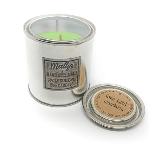 Lime, Basil & Mandarin Scented Coconut & Rapeseed Candle. ECO Recyclable Packaging. Vegan Friendly
