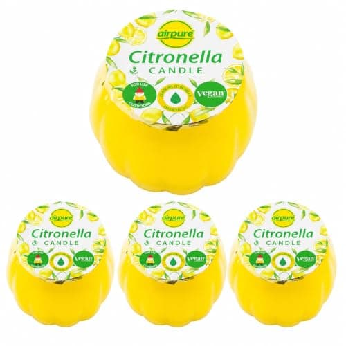 4 x Citronella Jar Candles – Outdoor Scented Candles with Up to 25 Hour Burn Time – Decorative Garden Candles for Patios, Balconies, Camping & Outdoor Living