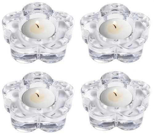 4 Pcs Clear Glass Tealight Candle Holders, Fits Tealights With Diameter Up to 4cm, Perfect for Home Decor, Wedding, Party & Table Centerpieces