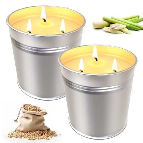 2 Pack Large Citronella Candle Outdoor and Indoor 100 Hours Burning