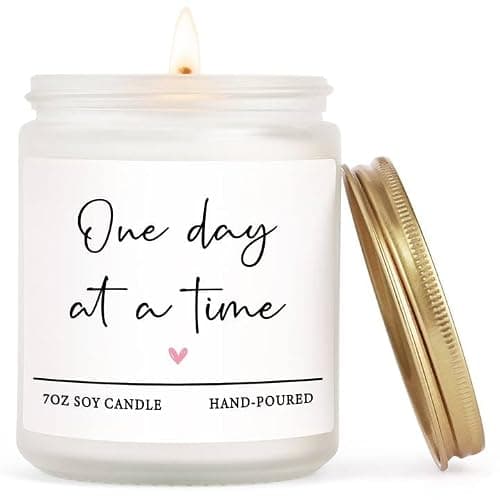 GoMelley Sympathy Thinking of You Gift - One Day At A Time Positive Candle
