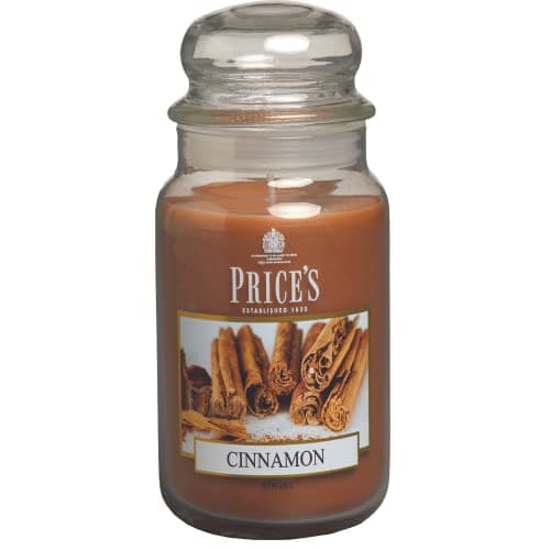 Price's Candles Large Jar Candle Cinnamon Scented Candle Long Lasting Wax Candle in Glass Jar for Home Décor Relaxation and Everyday Fragrance Up to 150 Hours Burn Time