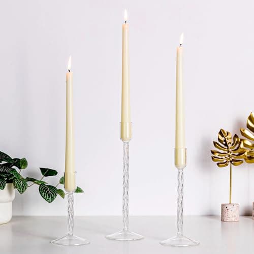 Hewory 3pcs Candle Holders Glass Candlesticks for Dinner Table Decorations