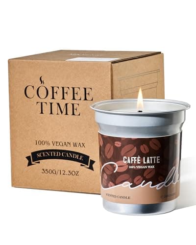 M&SENSE Coffee Scented Candle 350g, Latte Scent, 73 Hours Long Burn, Strong Scented Candles, Soy Wax Candle for Bedroom,Kitchen,Home Decor, Winter Gift Candles for Christmas,New Year