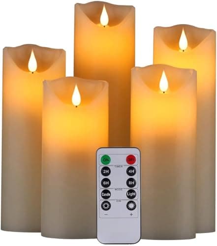 LED Candles,Flameless Candles Set of 5 Real Wax 10 Key Remote Control Timer