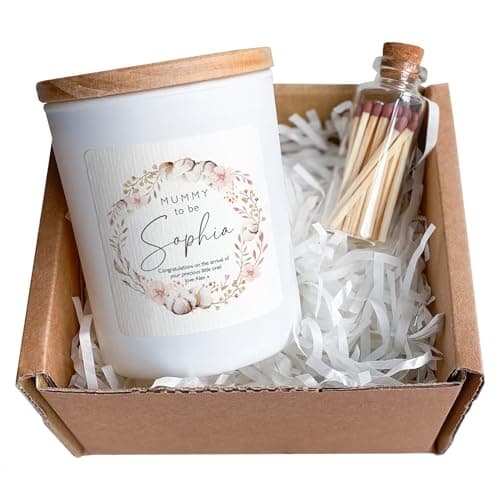 Pomchick - Personalised mummy to be scented candle FREE Gift package and matches jar mum to be gift for new mum Baby shower Pregnancy Congratulations