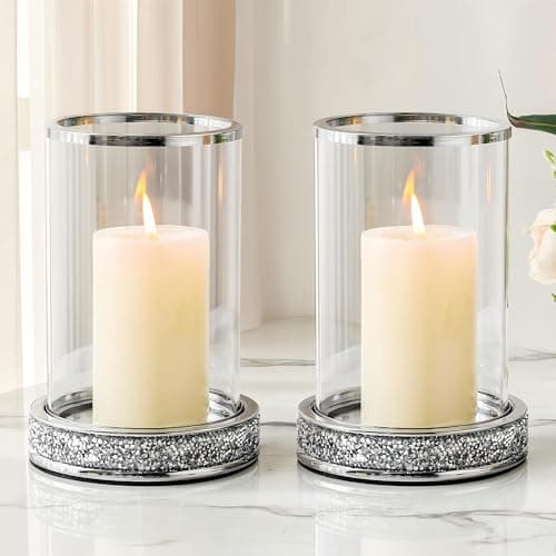 Hurricane Candle Holder, Pillar Stand with Tempered Glass Panel