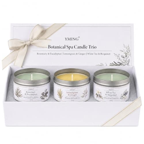YMING Scented Candle Gift Set for Women, 3 x 175 g Soy Wax Candle Tins