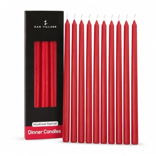 Taper Candles Long Burning, Pack of 10 Wine Red Dinner Candles, 25cm Tall Unscented Candle Sticks, Up to 7 Hour Burn Time, Cotton Wick, Indoor Table Candles for Candlesticks & Dining