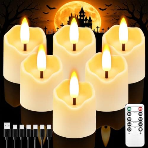 NRAVXAC Small LED Tea Light Candle Rechargeable Flameless with Remote Timer