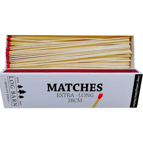 Log Barn 28cm Extra-long Safety Matches, 1 Box (90 Matches Per Box). Long