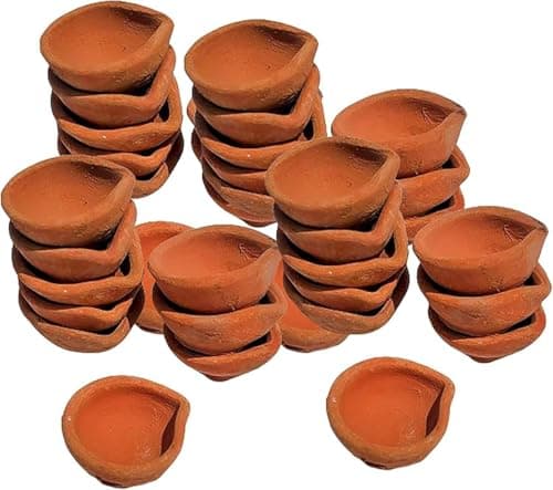 Handmade Terracoaat Set of 21 Clay Diya for Diwali Decorations Oil Lamp Diwali Pooja Earthen Oil Lamps Miiti Indian Decor Festival Gifts Puja Items-D0253A