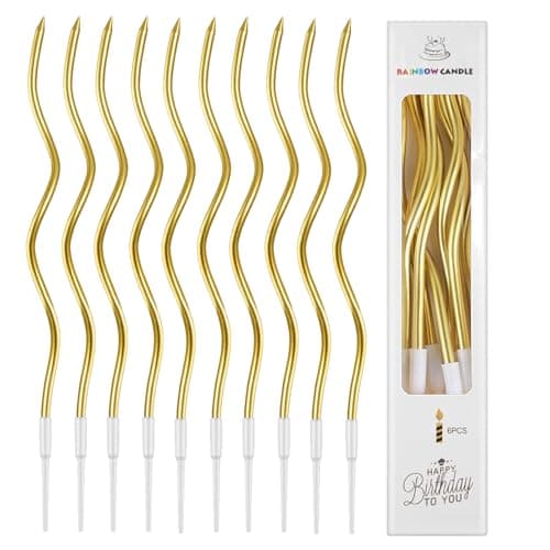 24 Pcs Gold Spiral Birthday Cake Candles for Birthday Party Decorations