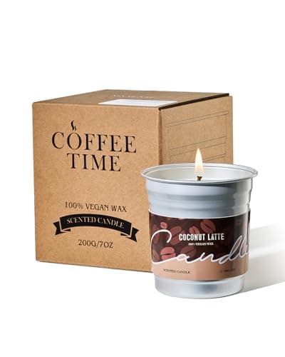 M&SENSE Coffee Scented Candle 200g, Coconut Latte Scent, 48 Hours Long Burn, Strong Scented Candles, Soy Wax Candle for Bedroom,Kitchen,Home Decor, Winter Gift Candles for Christmas,New Year