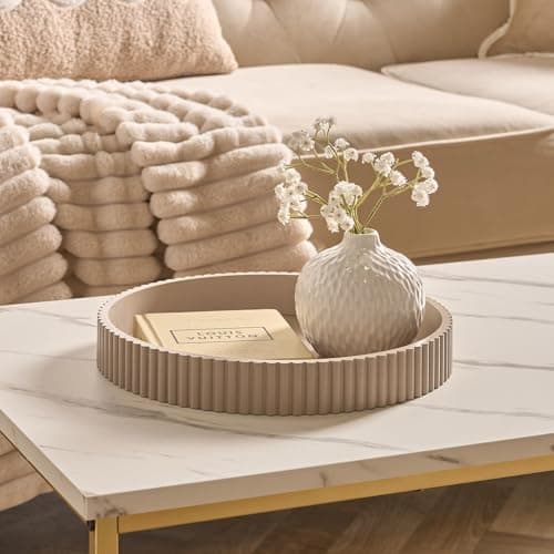 Ribbed Round Tray, Natural